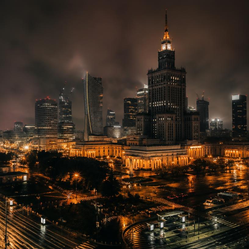 Warszawa, noc i niebezpieczny blask